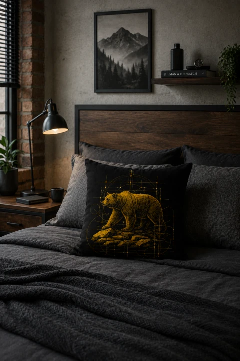 bieszczady niedźwiedź poduszka sypialnia loft.png