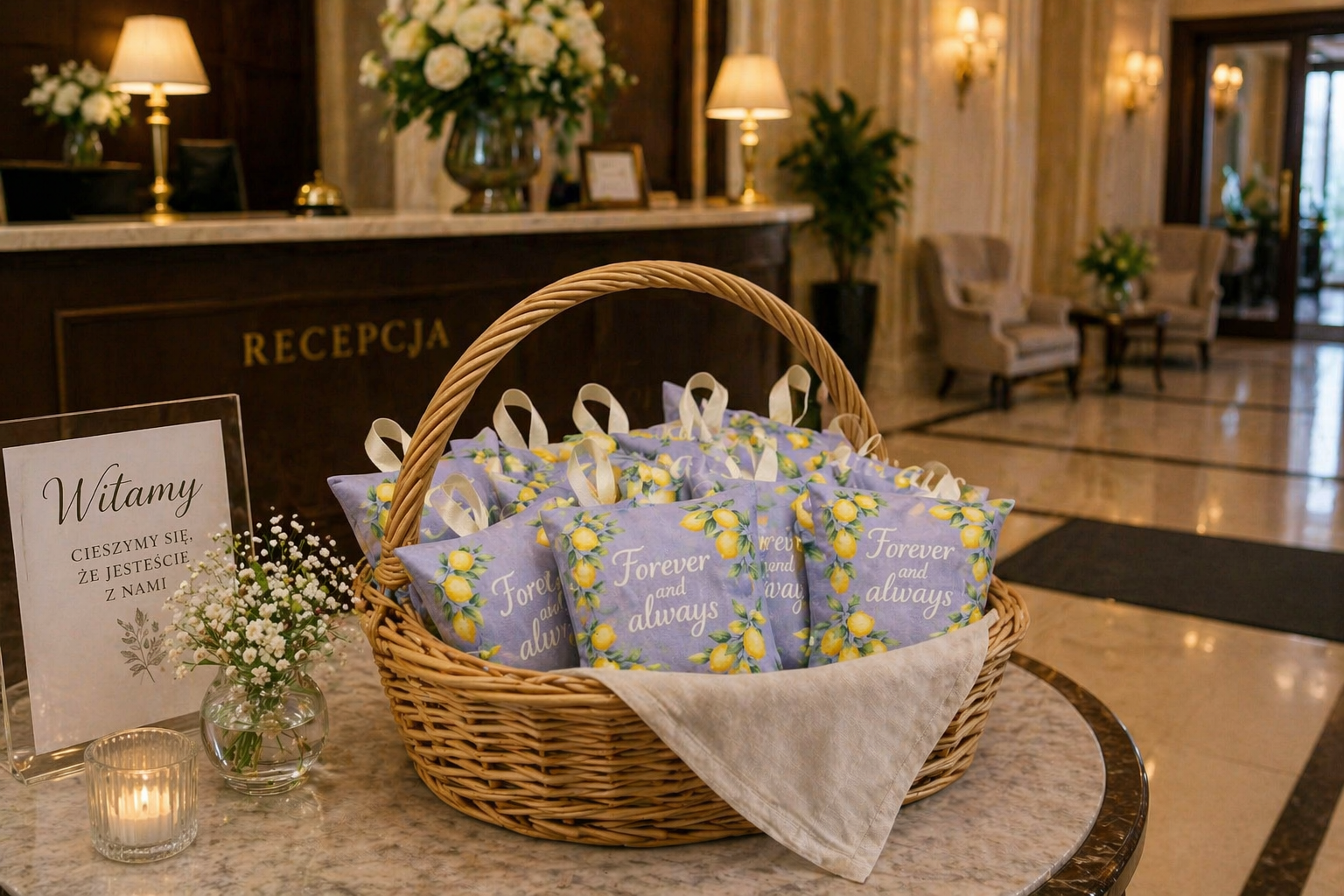 Ślub w hotelu - ekskluzywne saszetki dla gości