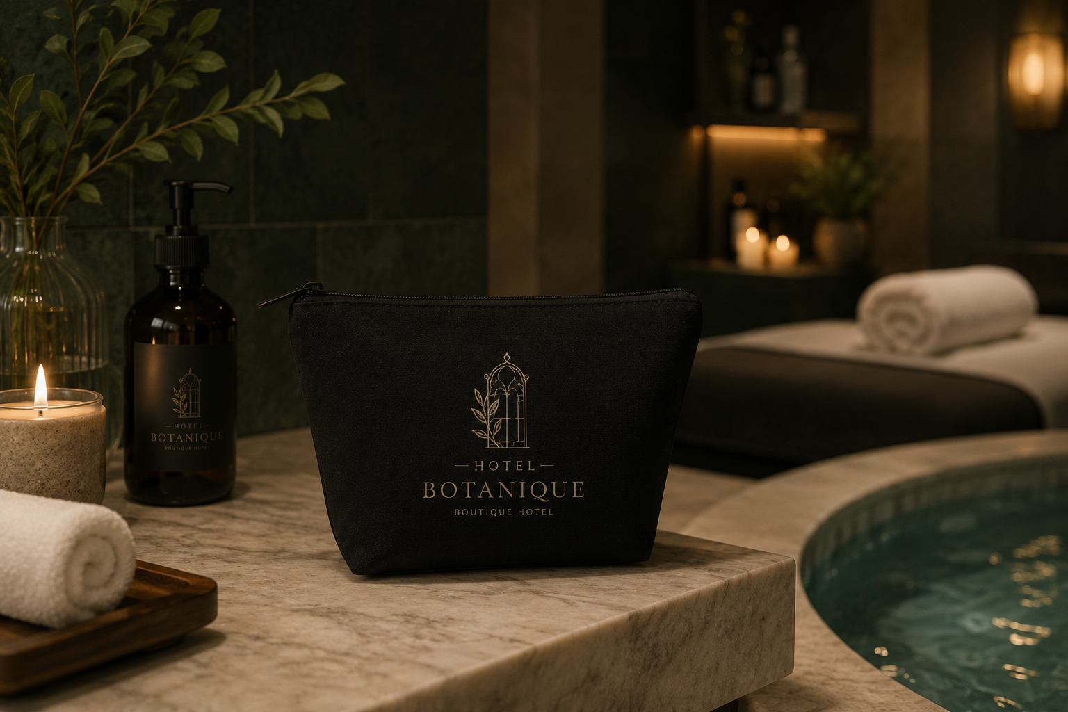 Kosmetyczka dla gościa z logo hotelu lub SPA