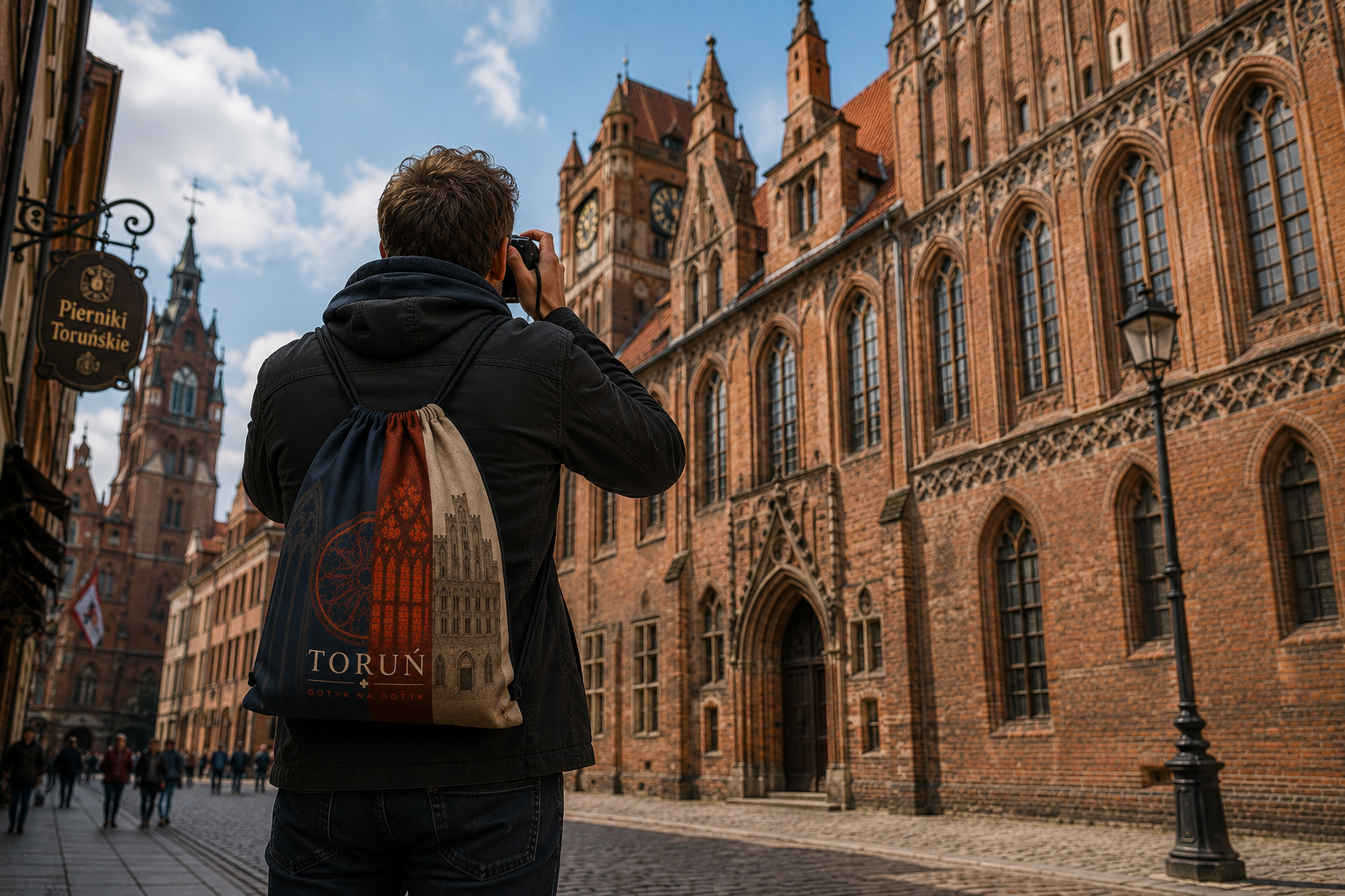 Pamiątki z Torunia Workoplecak męski Toruń Gotyk na dotyk