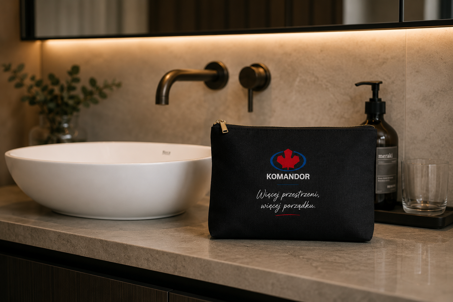 Elegancki gadżet reklamowy kosmetyczka z logo komandor