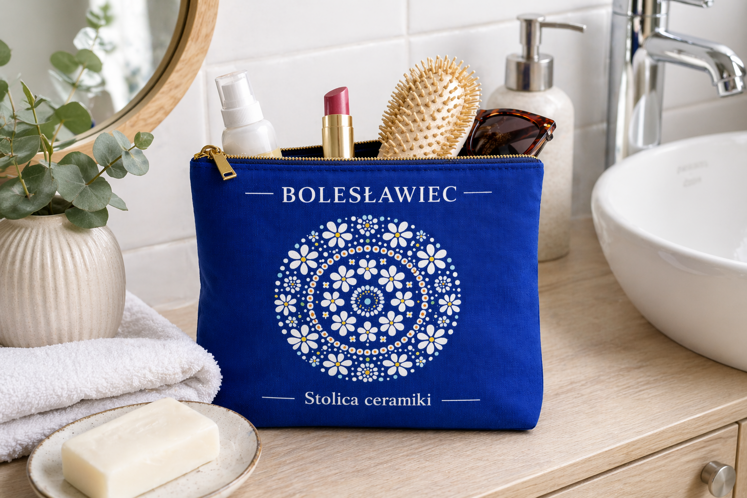 Kosmmetyczka Bolesławiec - wzór inspirowany ceramiką z Bolesławca