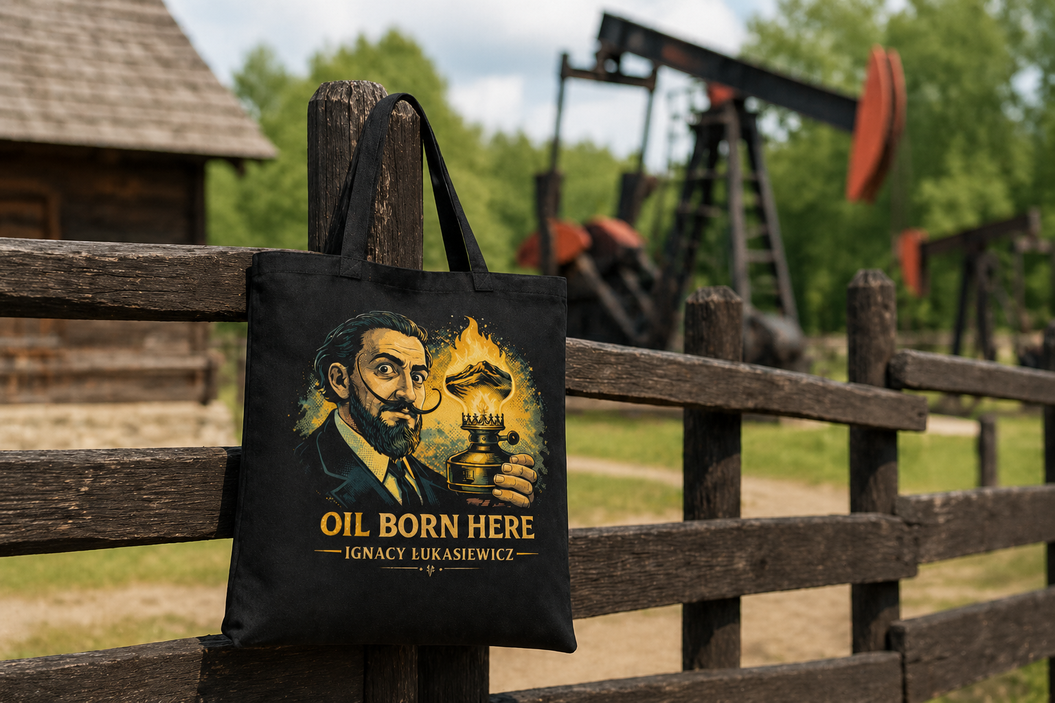Męska torba - pamiątka turystyczna z Bieszczad Oil born here