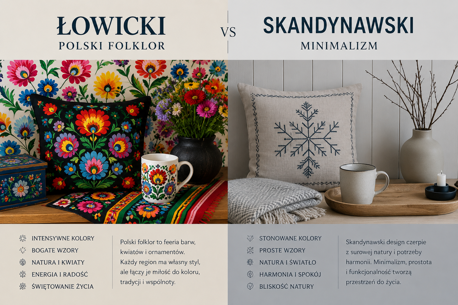 polski folk kontra skandynawski design - porównanie dwóch trendów