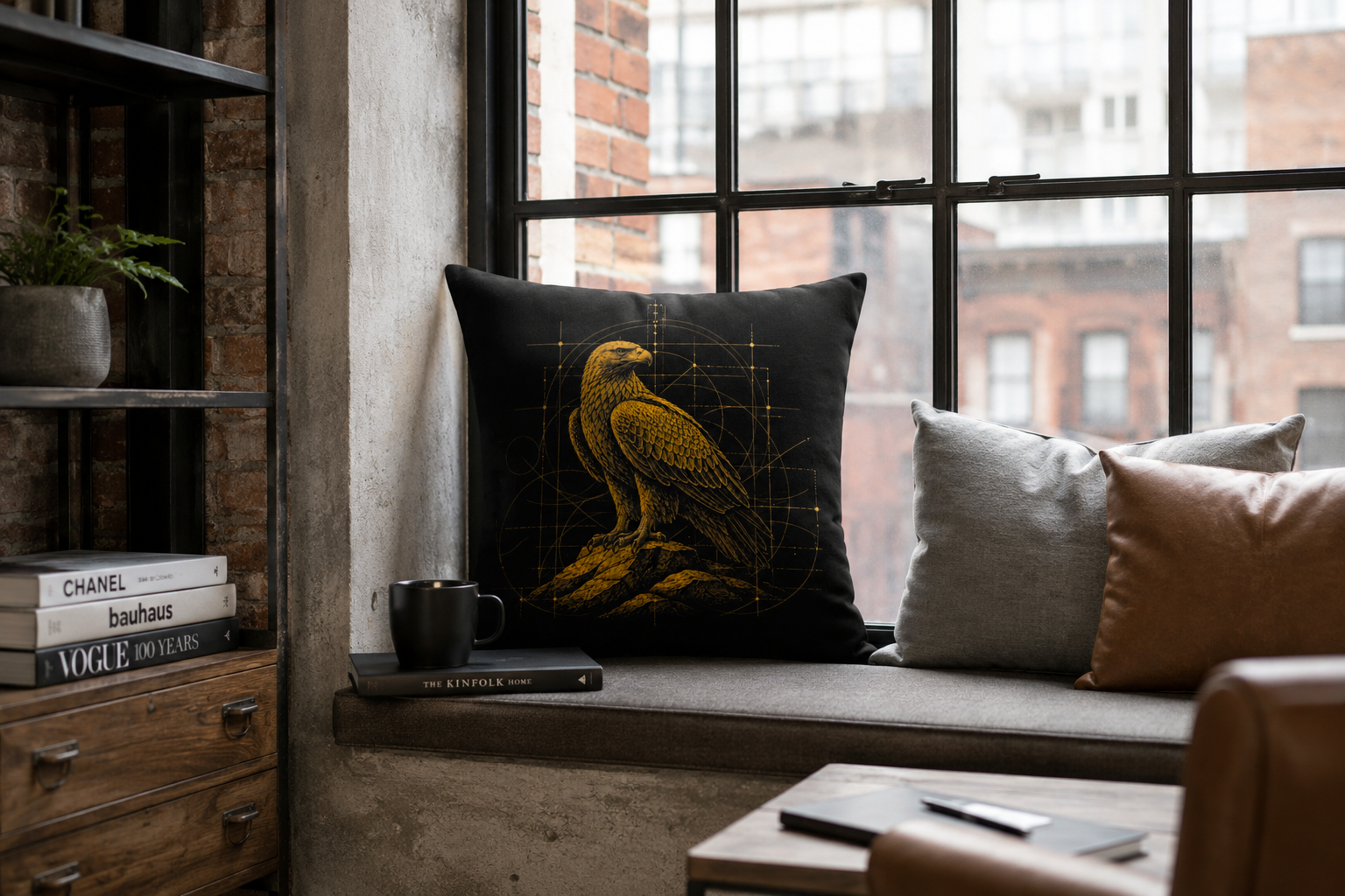 Poszewka w stylu loft z orłem z kolekcji Bieszczady