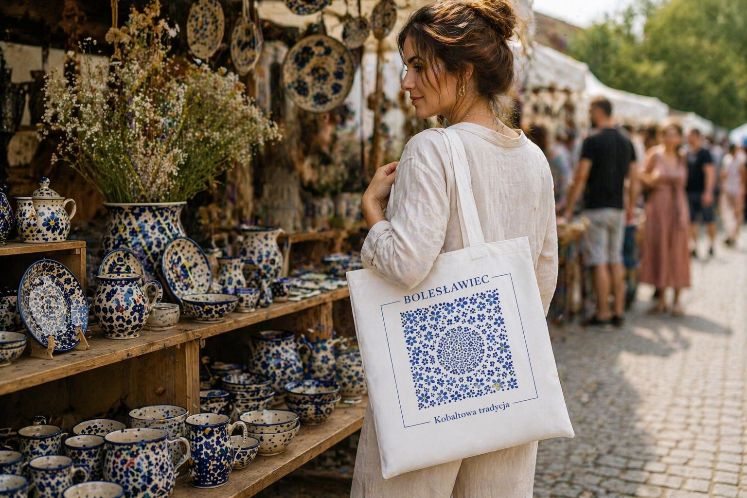 Torba bolesławiec - wzór inspirowny ceramiką Bolesławiec